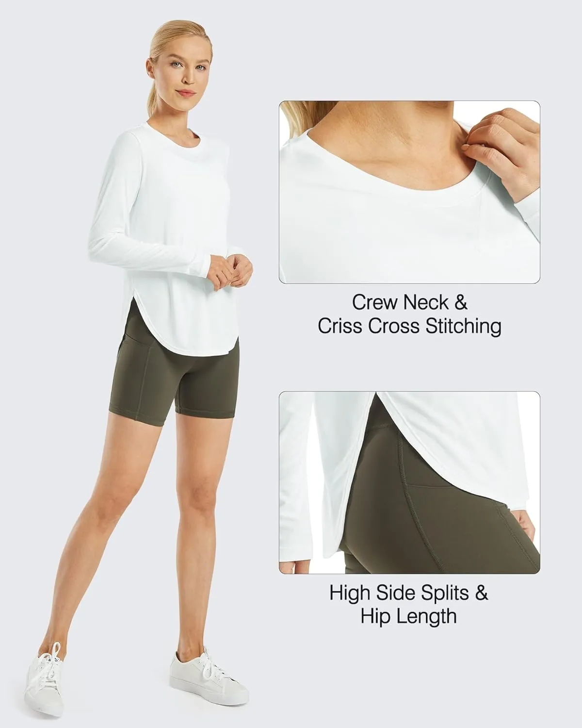 G4Free Women's UPF 50  UV Shirts Long Sleeve Workout Sun Shirt Outdoor Gym Hiking Tops Quick Dry Lightweight