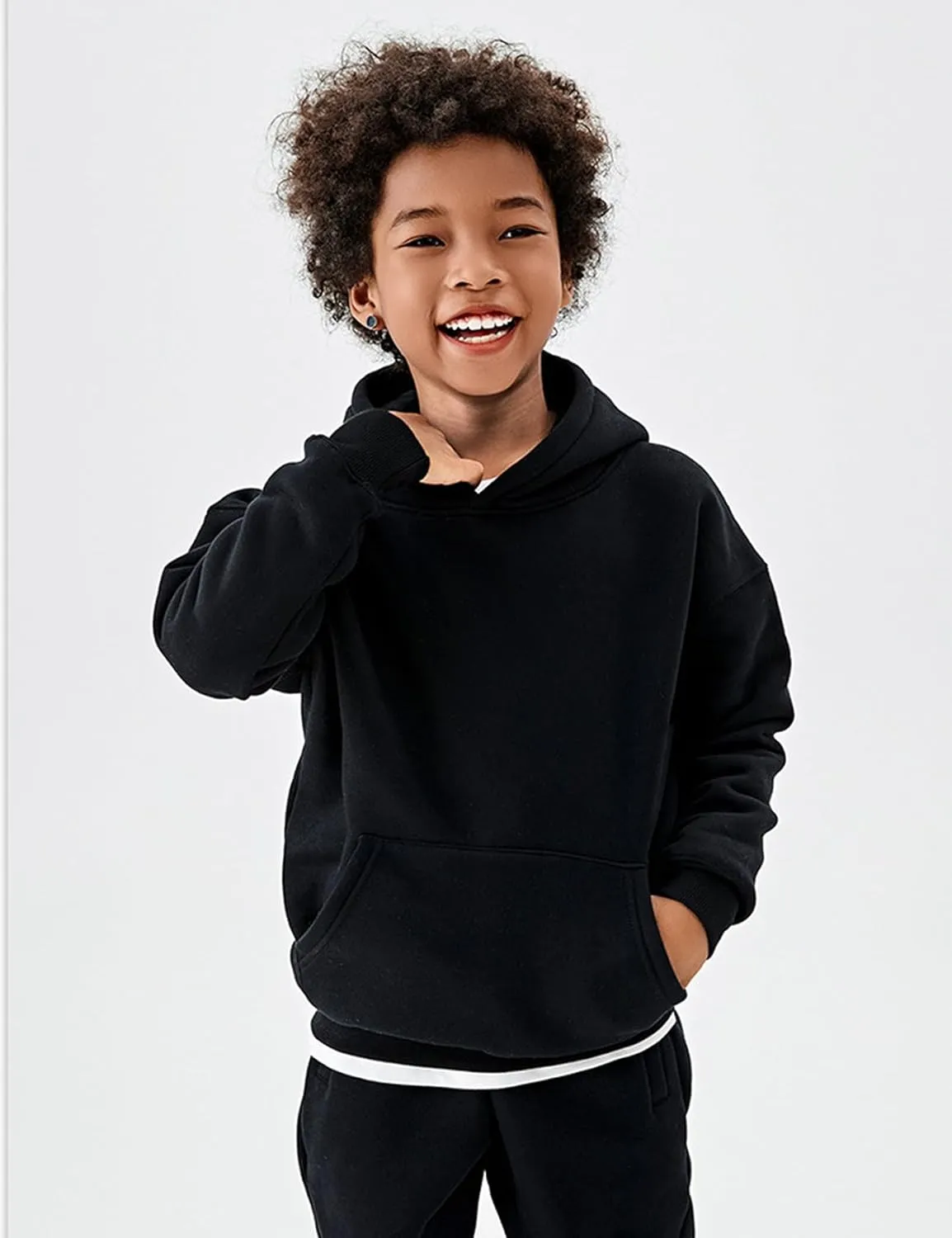 Gihuo Unisex Boys Girls Winter Sherpa Lined Hoodie Kid's Fleece Pullover Hooded Sweatshirt