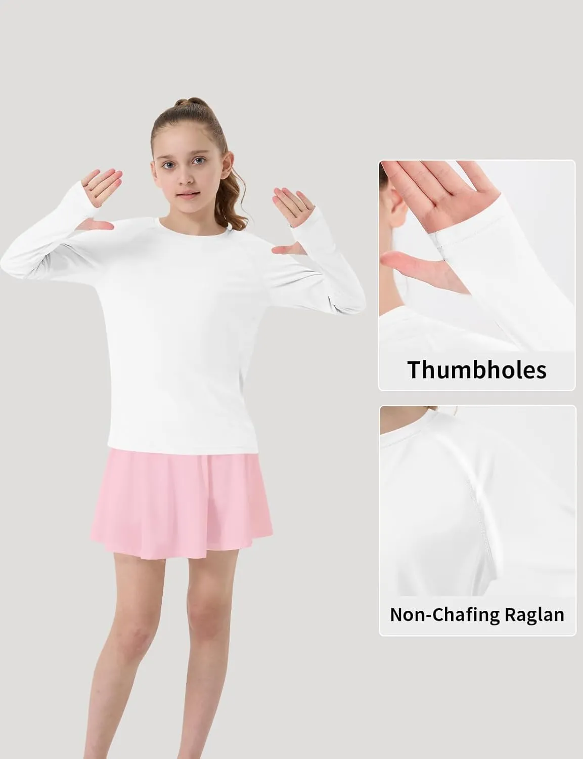 Girl's Rash Guard Swim Shirts Sun Shirt UV Protection Long Sleeve Tops Quick Dry Lightweight UPF 50 
