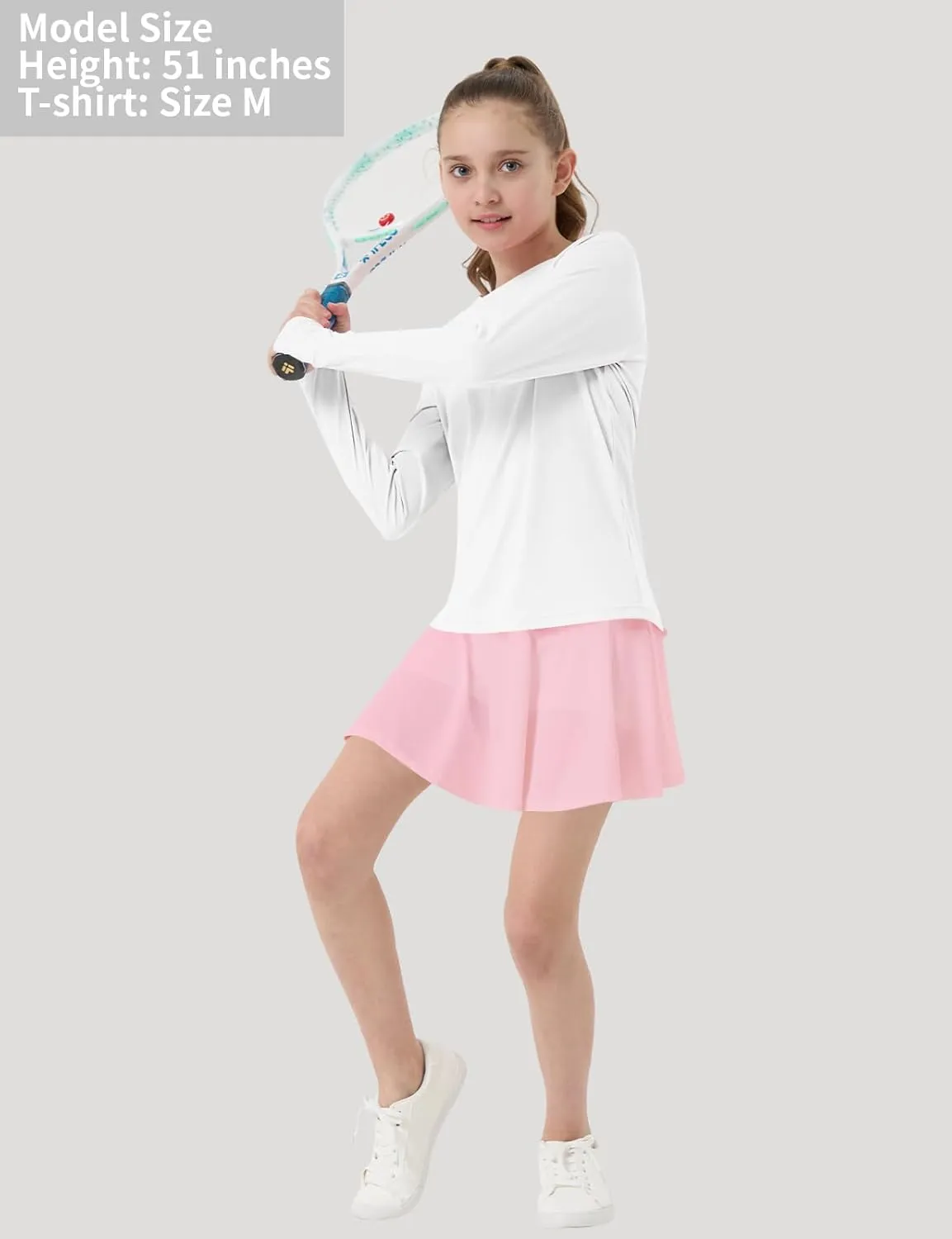 Girl's Rash Guard Swim Shirts Sun Shirt UV Protection Long Sleeve Tops Quick Dry Lightweight UPF 50 