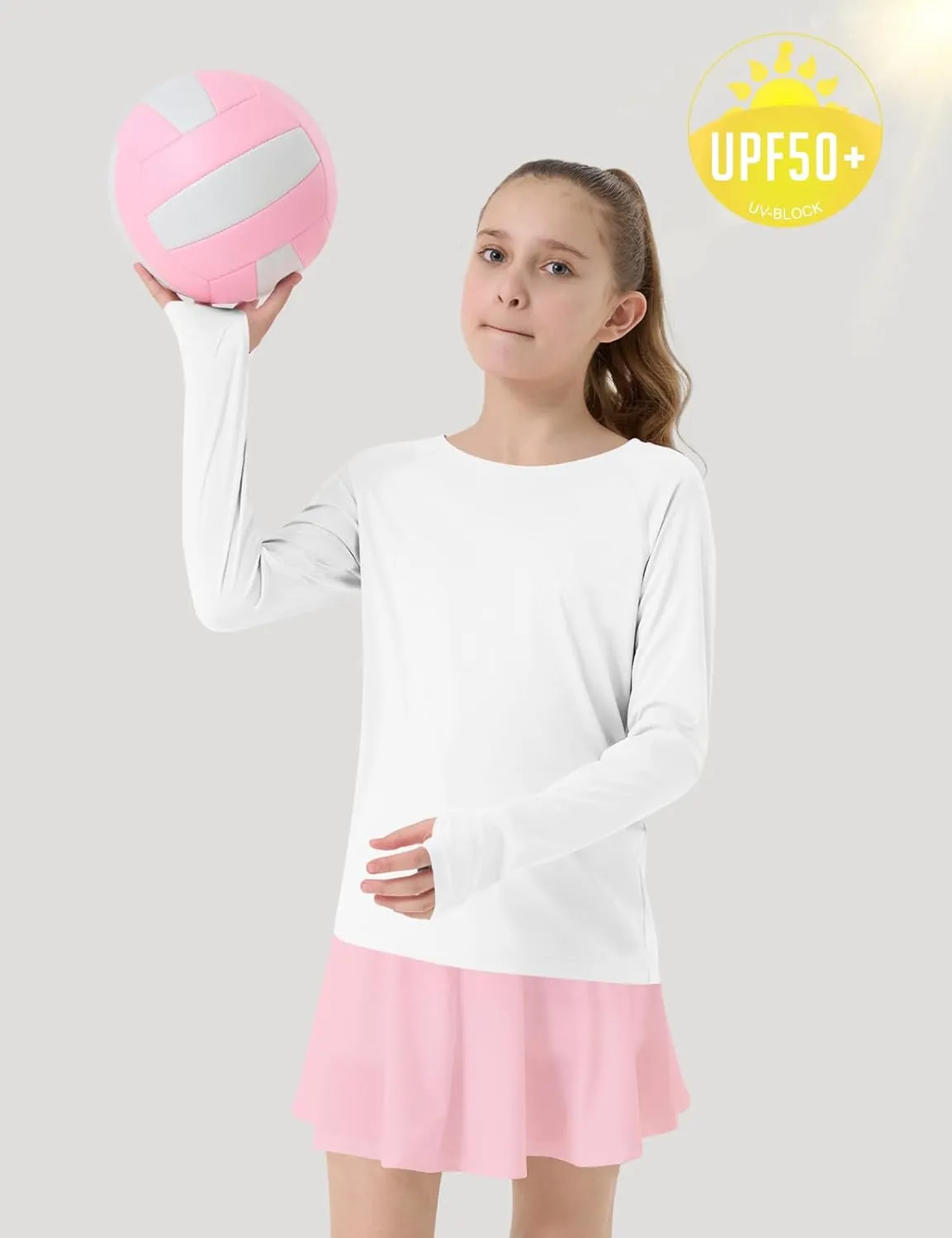 Girl's Rash Guard Swim Shirts Sun Shirt UV Protection Long Sleeve Tops Quick Dry Lightweight UPF 50 