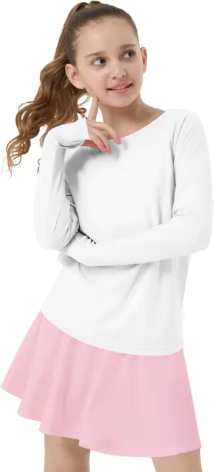 Girl's Rash Guard Swim Shirts Sun Shirt UV Protection Long Sleeve Tops Quick Dry Lightweight UPF 50 