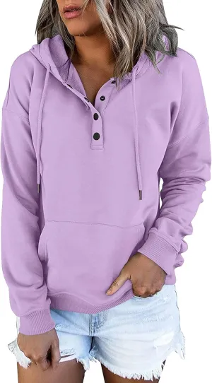 GOFULY Button Down Shirts For Women Fall Loose Oversized Hoodie Long Sleeve Drawstring Pockets Clothes Winter Solid Outfits