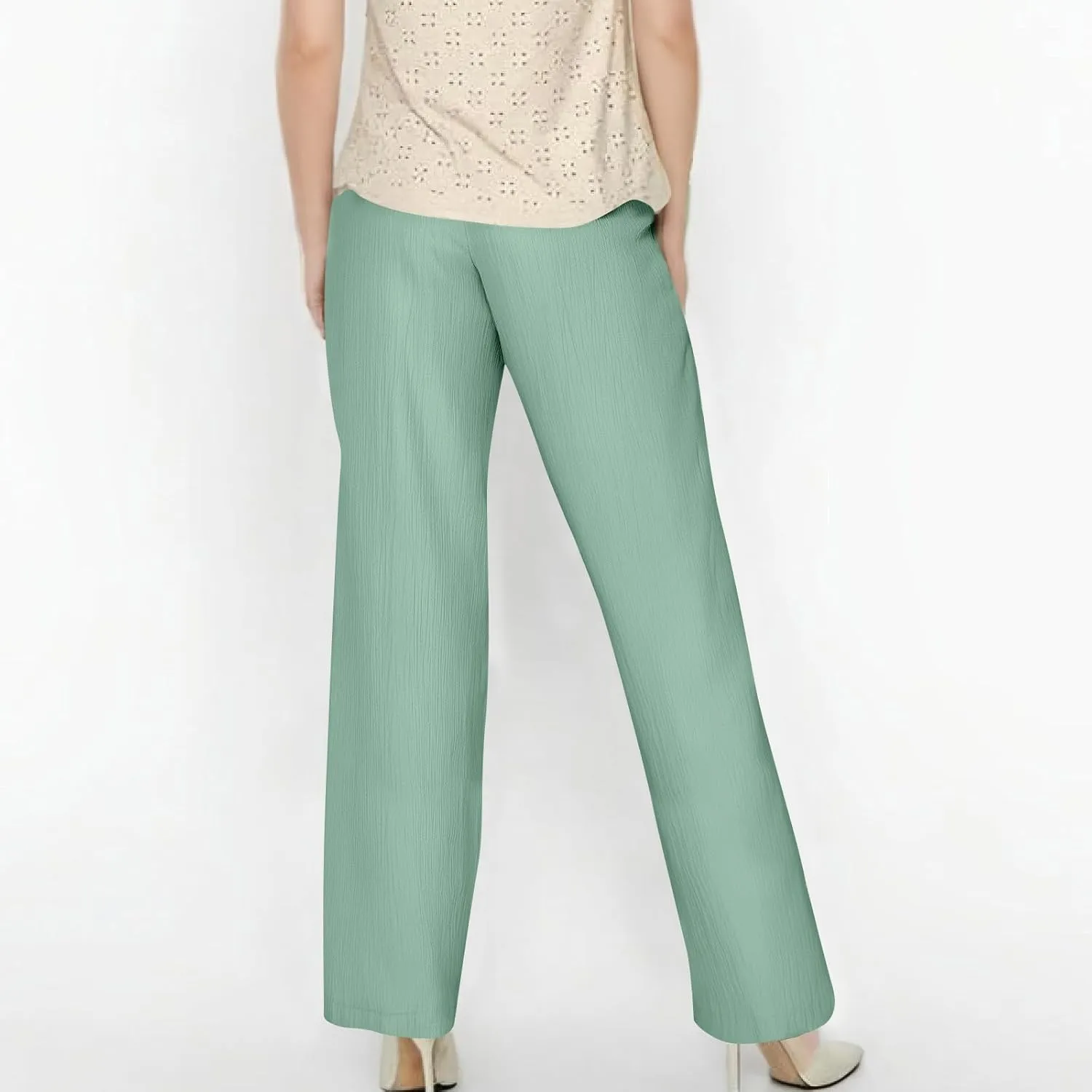 GOFULY Linen Pants Women Wide Leg Beach High Rise Pants Casual Elastic Waist Drawstring Summer 2025 Solid Trouser with Pocket
