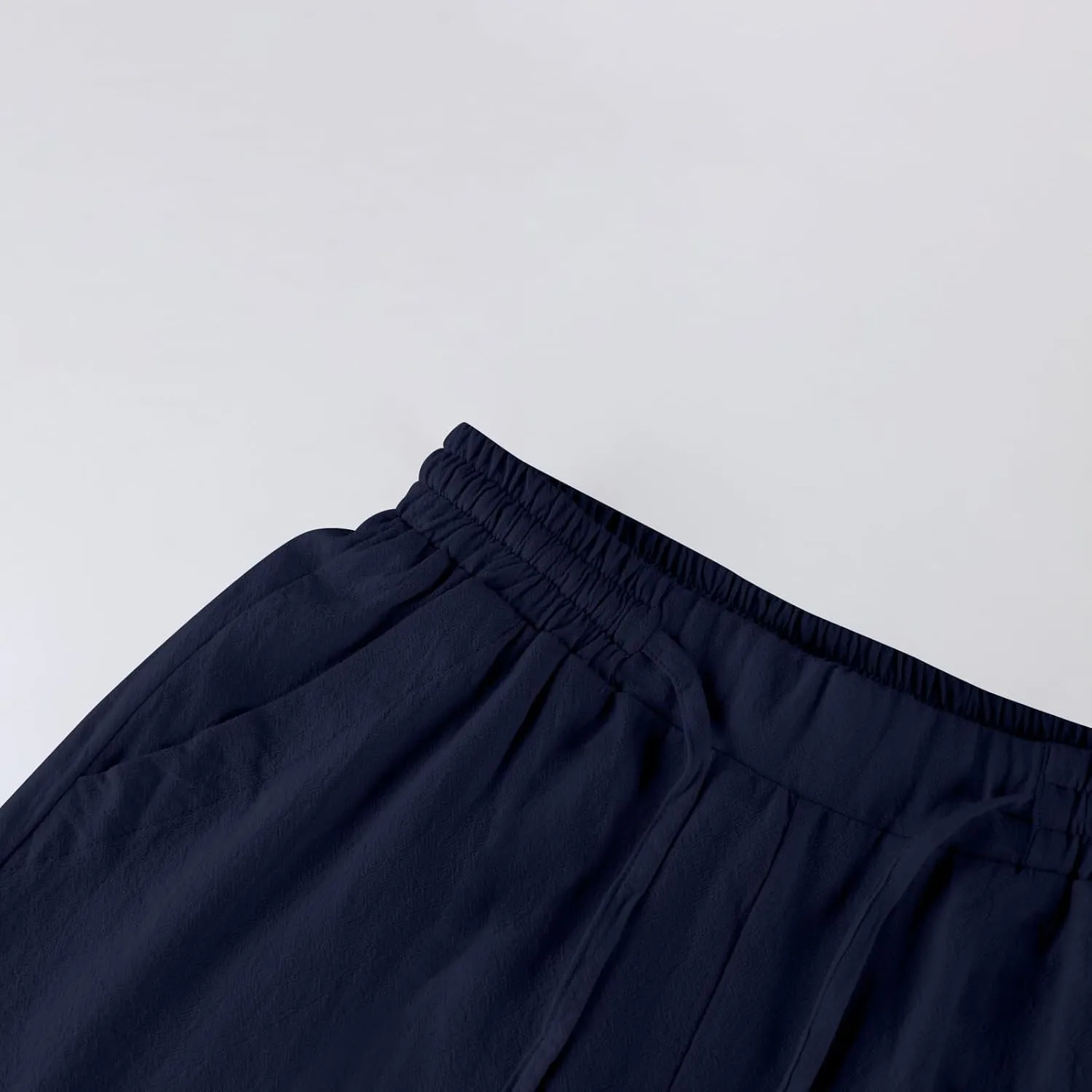 GOFULY Linen Pants Women Wide Leg Trendy High Waisted Pants Casual Drawstring Elastic Waist Baggy Solid Outfits with Pockets