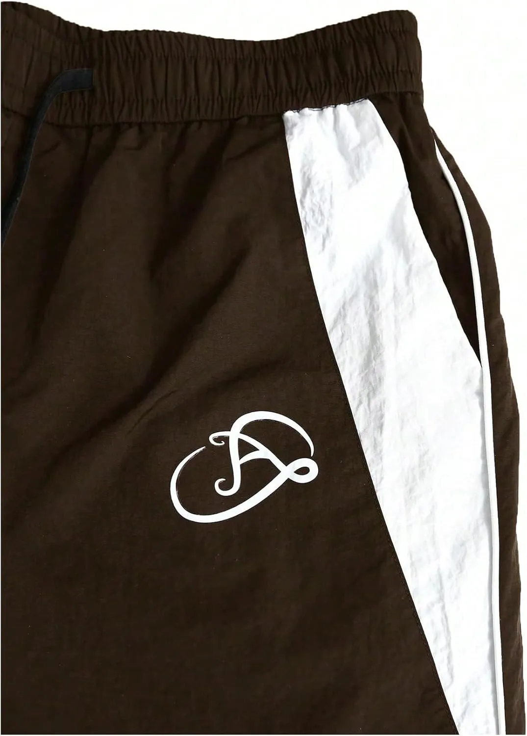 GORGLITTER Men's Drawstring Waist Cargo Pants Letter Print Wide Leg Y2k Pants