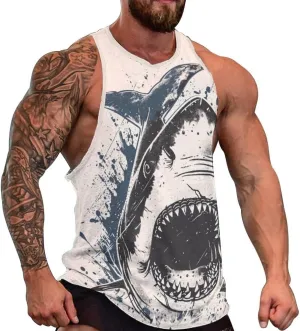 Gym Shirts Men Graphic Tank Top Summer Sleeveless Shirt Quick Dry Cool Crew Neck 3D Design Bodybuilding Fit Tee