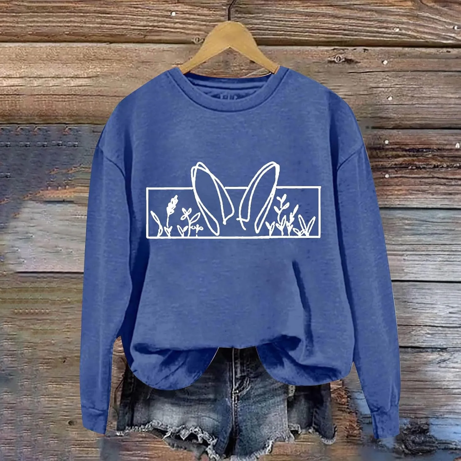 Happy Easter Sweatshirt for Women Cute Bunny Rabbit Graphic Crew Neck Sweat Shirts Trendy Easter Gifts Festival Tops