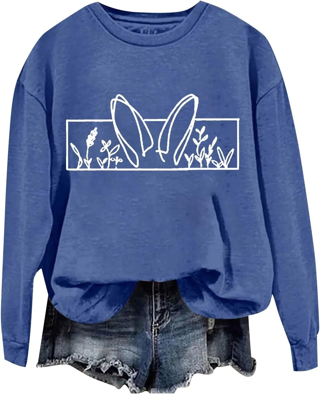 Happy Easter Sweatshirt for Women Cute Bunny Rabbit Graphic Crew Neck Sweat Shirts Trendy Easter Gifts Festival Tops