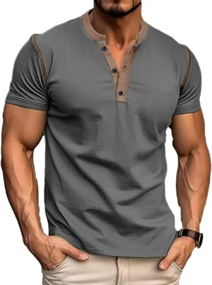 HARGLESMAN Men's Short Sleeve Athletic Henley Shirt