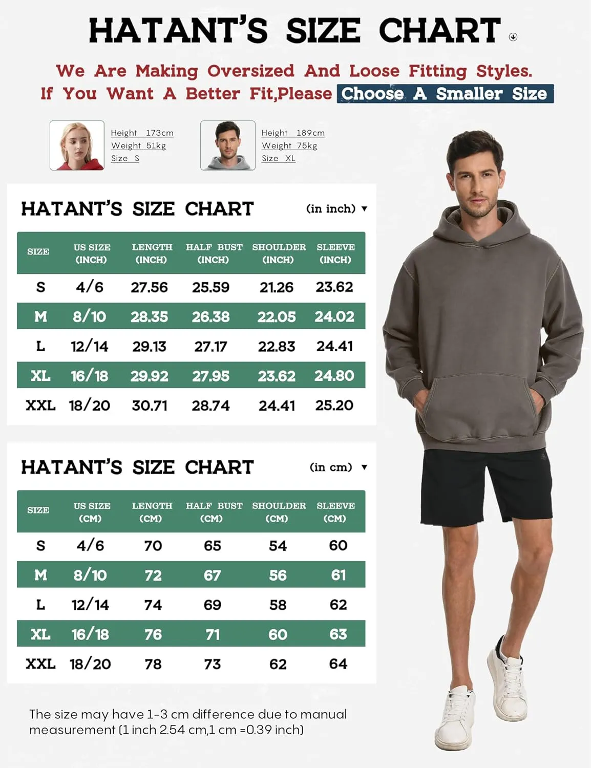 Hatant Hoodies for Men Heavyweight Fleece Sweatshirts Mens Acid Wash Athletic Hoodie Oversized Matching Pullover for Couples