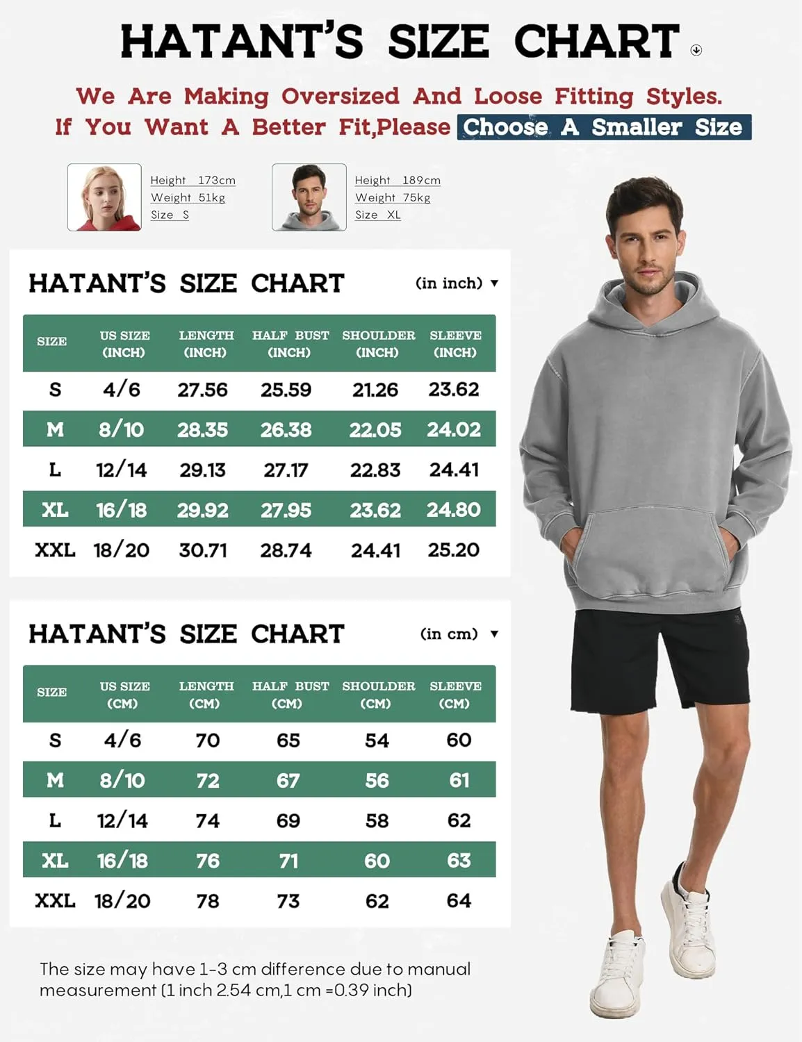 Hatant Hoodies for Men Heavyweight Fleece Sweatshirts Mens Acid Wash Athletic Hoodie Oversized Matching Pullover for Couples
