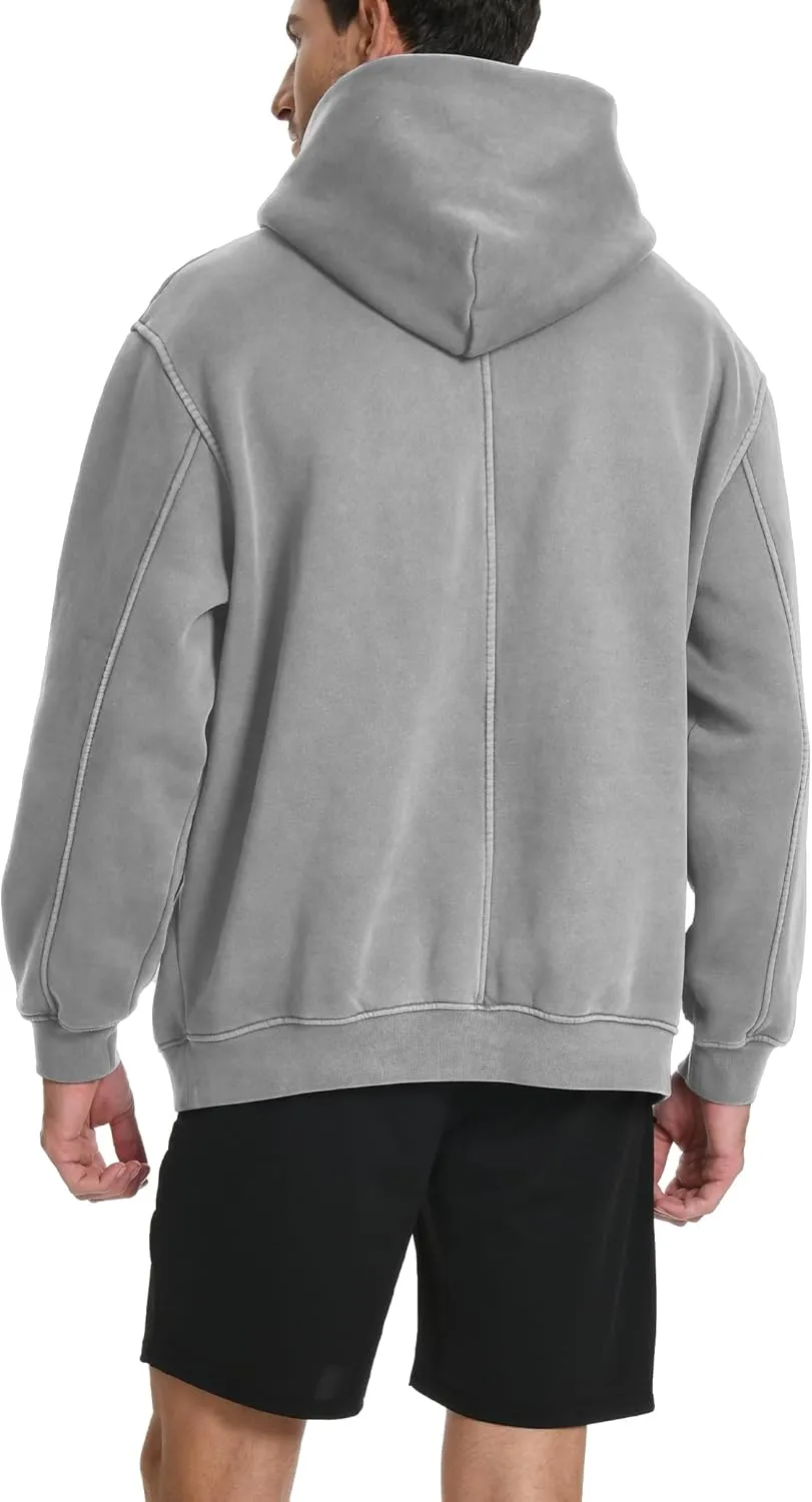 Hatant Hoodies for Men Heavyweight Fleece Sweatshirts Mens Acid Wash Athletic Hoodie Oversized Matching Pullover for Couples