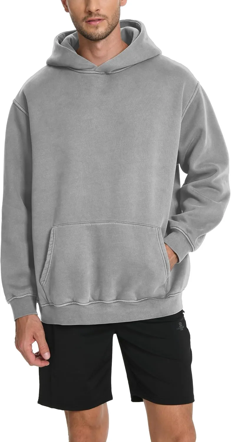 Hatant Hoodies for Men Heavyweight Fleece Sweatshirts Mens Acid Wash Athletic Hoodie Oversized Matching Pullover for Couples
