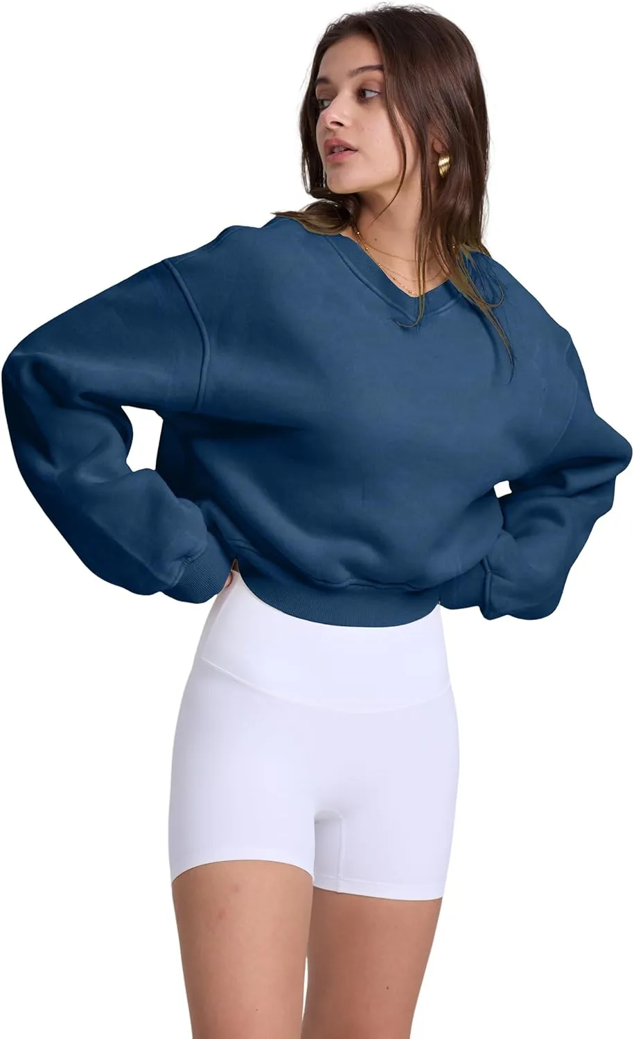 Hatant Sweatshirt for Women Acid Wash Athletic Hoodie Heritage Fleece V-neck Long Sleeve Hoodie Fleece Women Sweatshirt