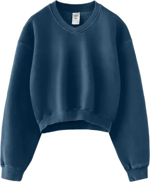Hatant Sweatshirt for Women Acid Wash Athletic Hoodie Heritage Fleece V-neck Long Sleeve Hoodie Fleece Women Sweatshirt