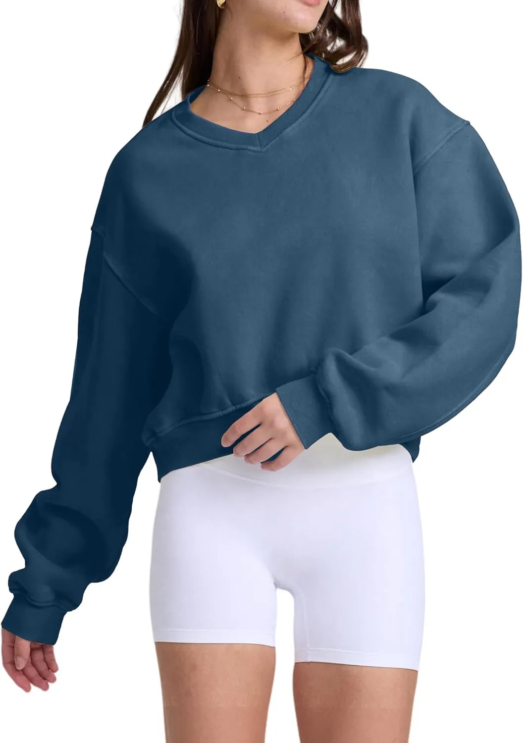 Hatant Sweatshirt for Women Acid Wash Athletic Hoodie Heritage Fleece V-neck Long Sleeve Hoodie Fleece Women Sweatshirt