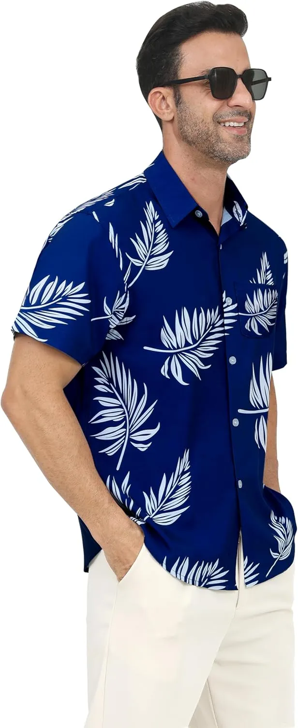 Hawaiian Shirt for Men with Pocket - Button Down Wrinkle-Resistant for Beach, Pool Parties (S-4XL)