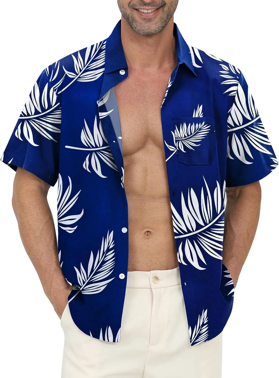 Hawaiian Shirt for Men with Pocket - Button Down Wrinkle-Resistant for Beach, Pool Parties (S-4XL)
