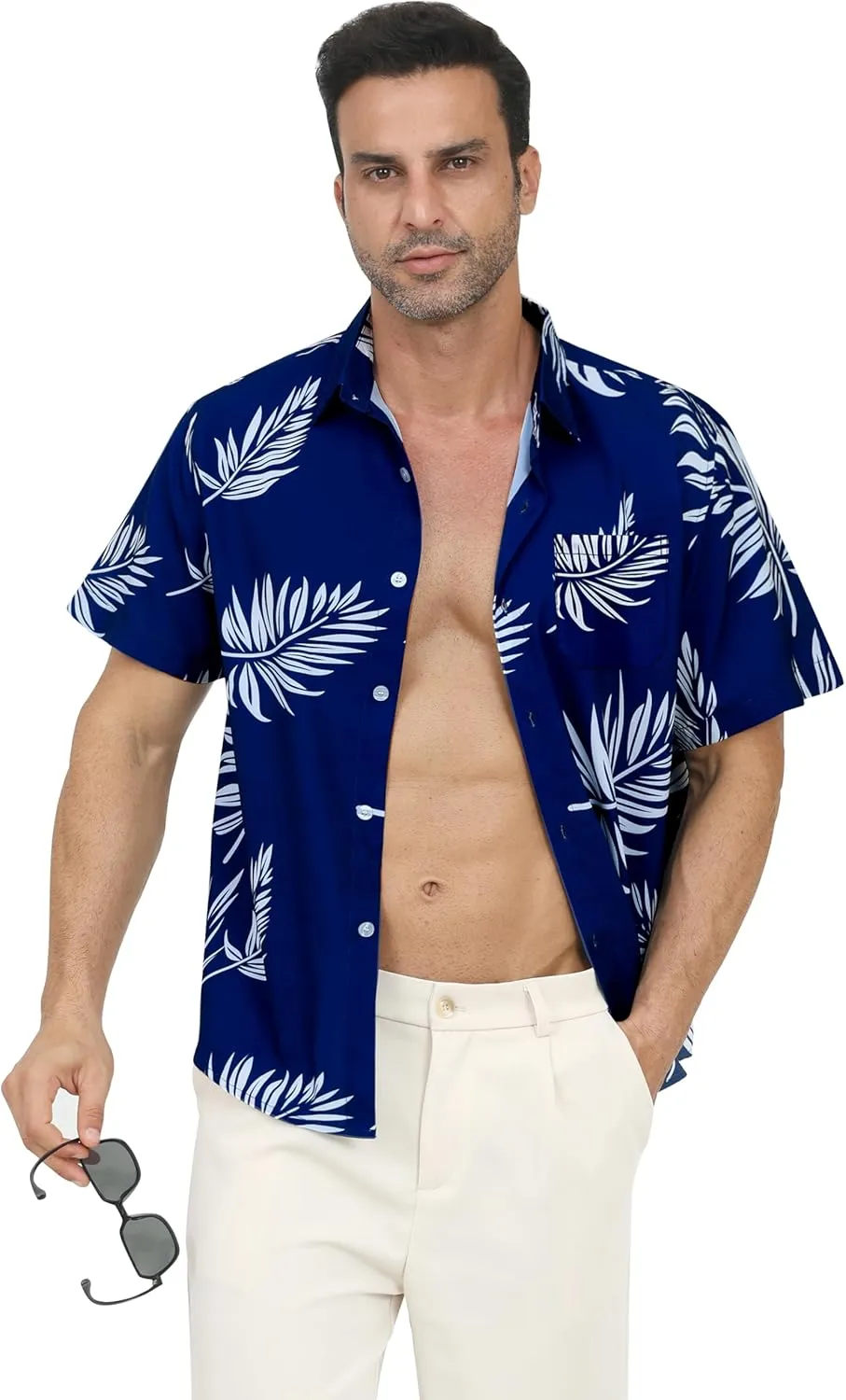 Hawaiian Shirt for Men with Pocket - Button Down Wrinkle-Resistant for Beach, Pool Parties (S-4XL)