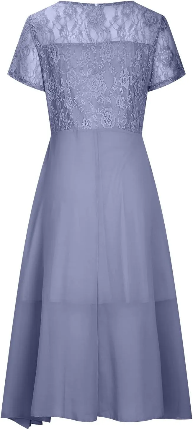 HGps8w Mother of The Bride Dresses for Women 2025 Elegant Lace Chiffon Flowy Dress Formal Evening Party Gown for Wedding