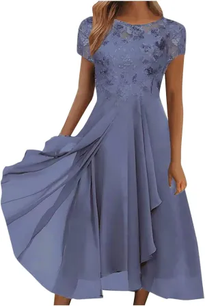HGps8w Mother of The Bride Dresses for Women 2025 Elegant Lace Chiffon Flowy Dress Formal Evening Party Gown for Wedding