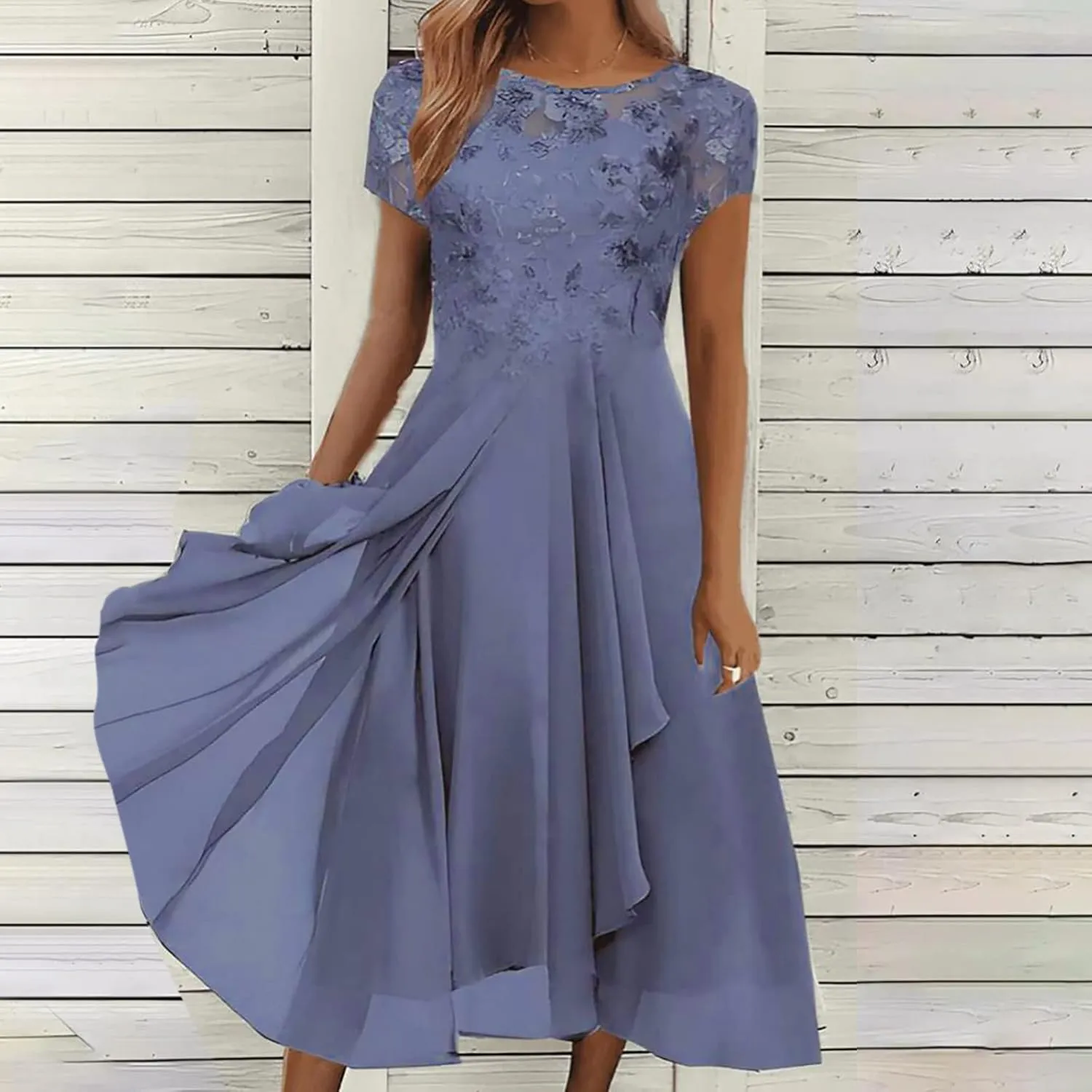 HGps8w Mother of The Bride Dresses for Women 2025 Elegant Lace Chiffon Flowy Dress Formal Evening Party Gown for Wedding