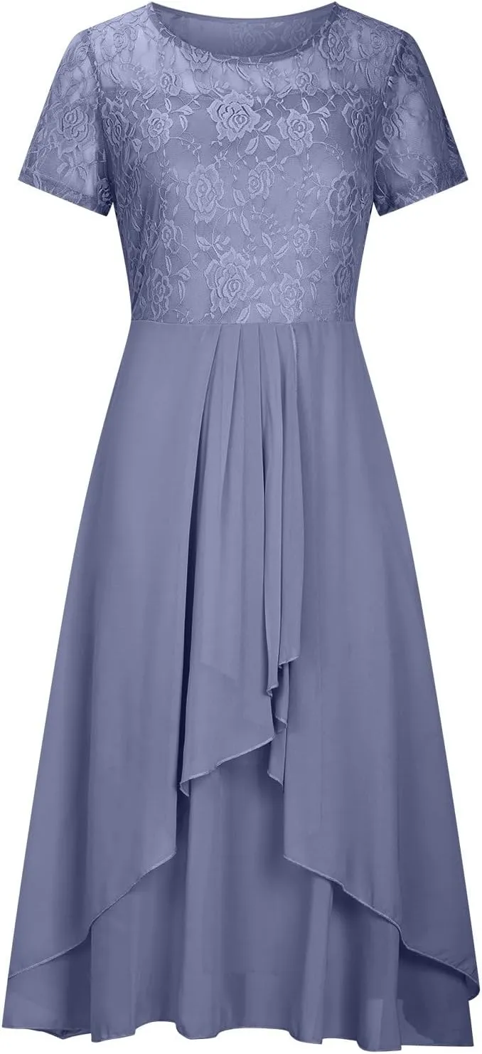 HGps8w Mother of The Bride Dresses for Women 2025 Elegant Lace Chiffon Flowy Dress Formal Evening Party Gown for Wedding