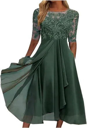 HGps8w Mother of The Groom Dresses for Wedding Elegant V Neck Lace Appliques High Low Chiffon Flowy Formal Evening Dress
