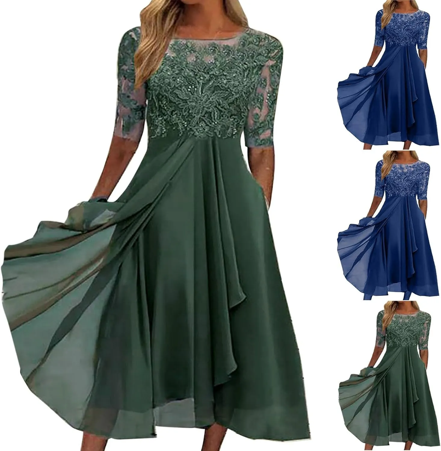 HGps8w Mother of The Groom Dresses for Wedding Elegant V Neck Lace Appliques High Low Chiffon Flowy Formal Evening Dress