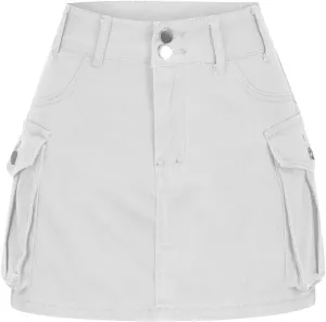 HGps8w Women Girls High Waisted Cargo Skirt 2025 Summer Button Bodycon Y2K Mini Denim Skirt with Flap Pockets