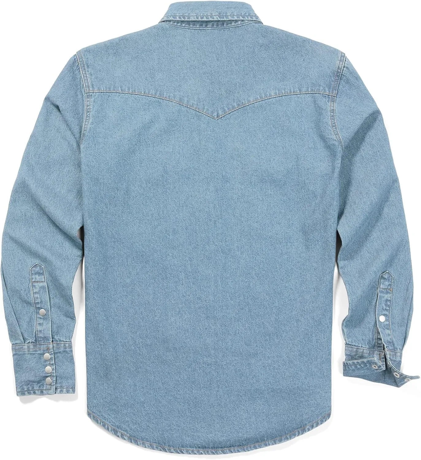 HISEA Men's Denim Shirt Long Sleeve Work Shirt Mens Regular Fit Button Down Shirts Cotton Work Shirts Washed Finish