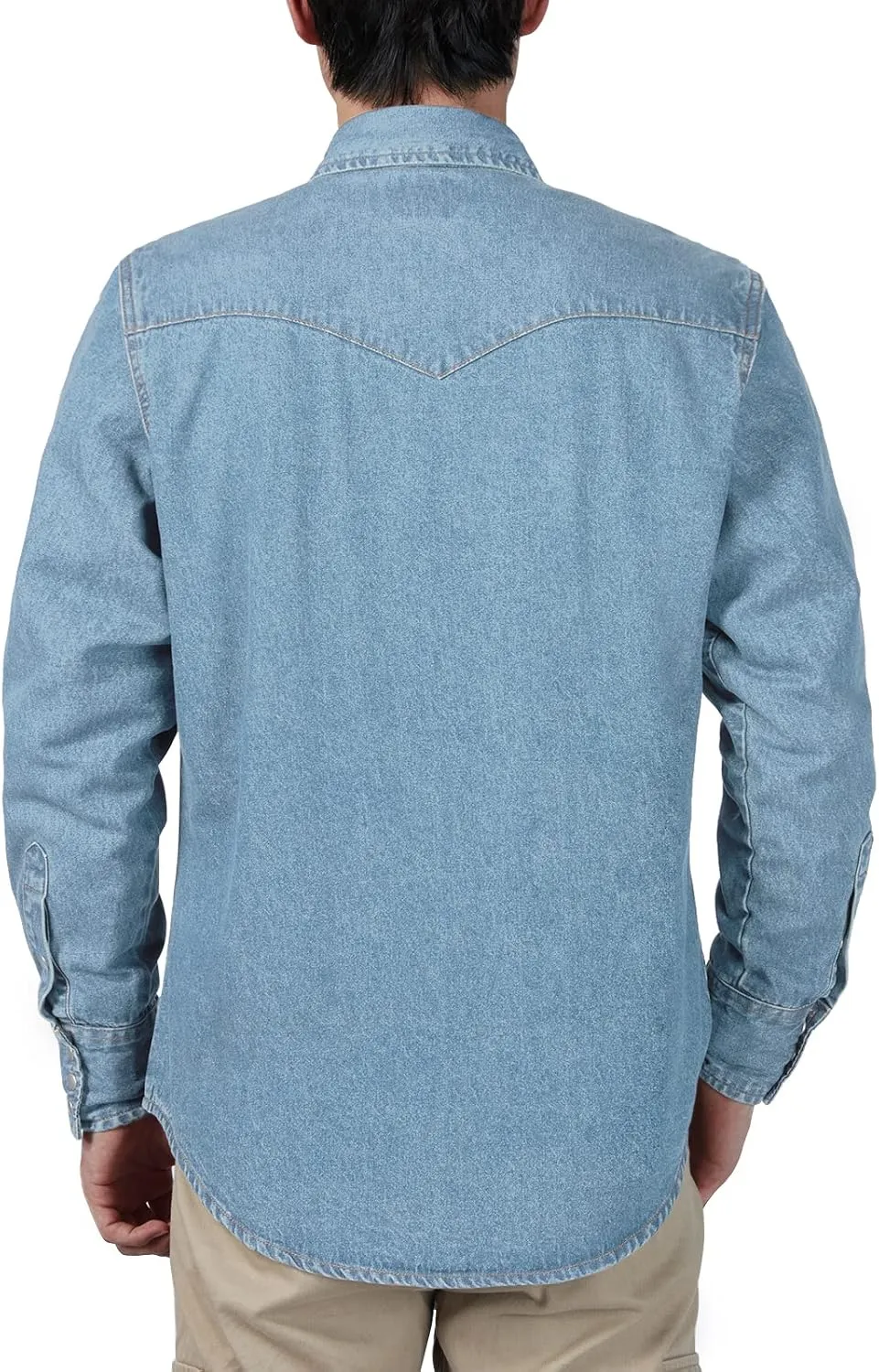HISEA Men's Denim Shirt Long Sleeve Work Shirt Mens Regular Fit Button Down Shirts Cotton Work Shirts Washed Finish