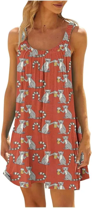 hlysgo Beach Dresses for Women 2025 Vacation Summer Sleeveless Mini Sundresses Trendy Floral Printed Swimsuit Coverup Dress