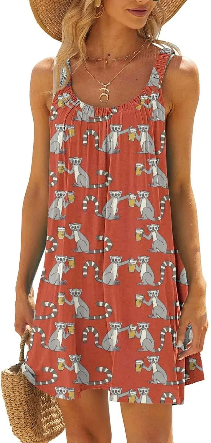 hlysgo Beach Dresses for Women 2025 Vacation Summer Sleeveless Mini Sundresses Trendy Floral Printed Swimsuit Coverup Dress