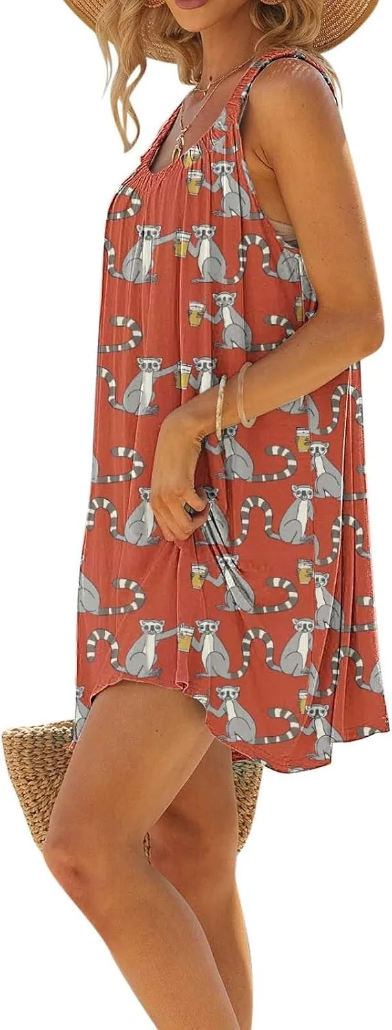 hlysgo Beach Dresses for Women 2025 Vacation Summer Sleeveless Mini Sundresses Trendy Floral Printed Swimsuit Coverup Dress