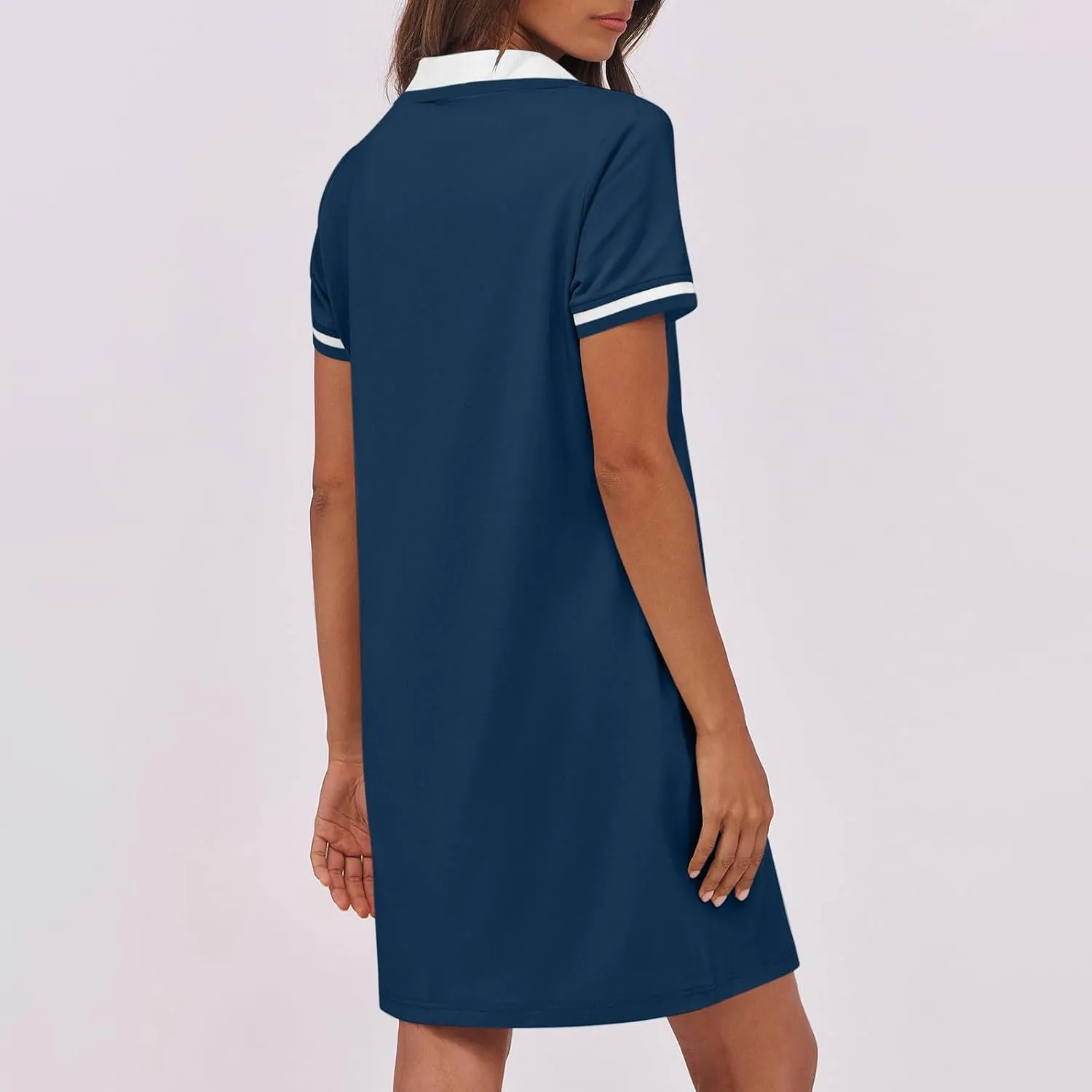 hlysgo Mini Dresses for Women 2025 Summer Casual Short Sleeve V Neck Tennis Dresses Trendy Short T-Shirt Dress with Pockets