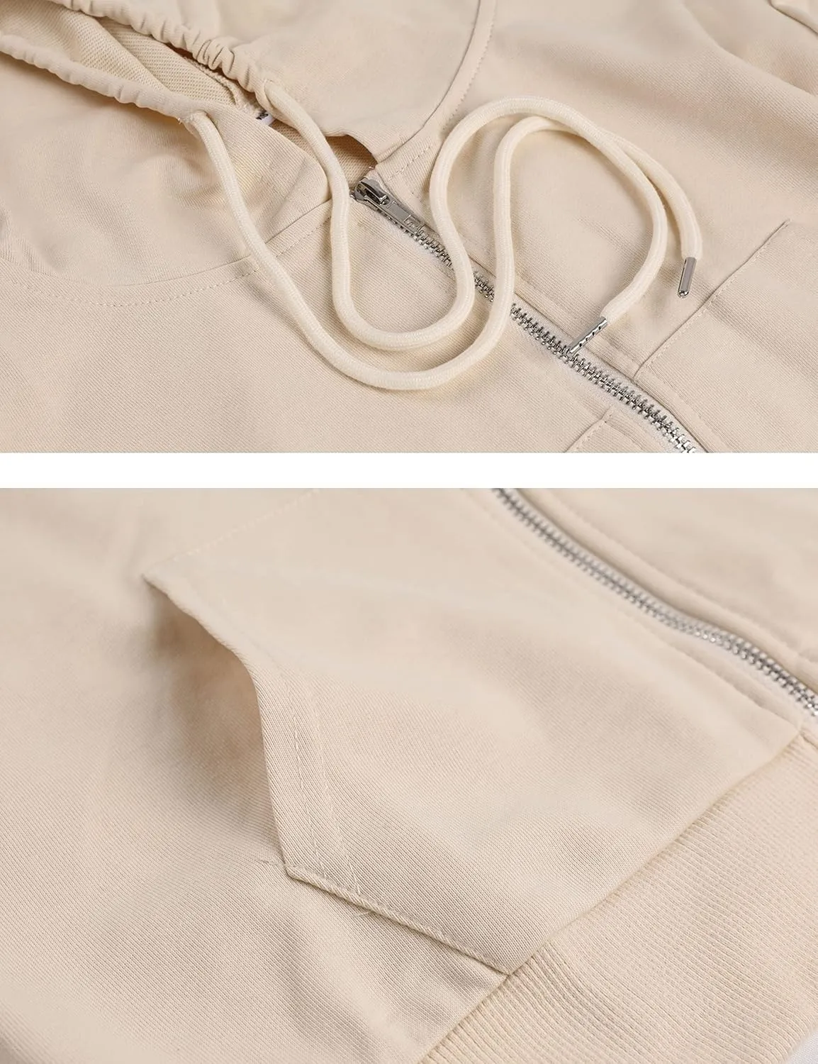Hooever Womens Cute Workout Cropped Zip Up Drawstring Hoodie Sweatshirt Jacket
