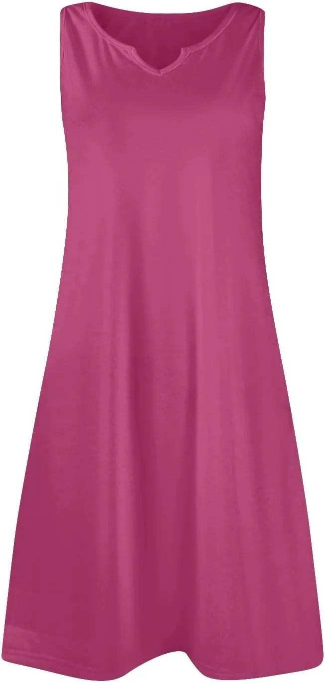 HXHYQKP Sun Dresses for Women 2025 Vacation Summer Casual Sleeveless Tank Dress Beach Cover Ups Trendy Midi Sundress