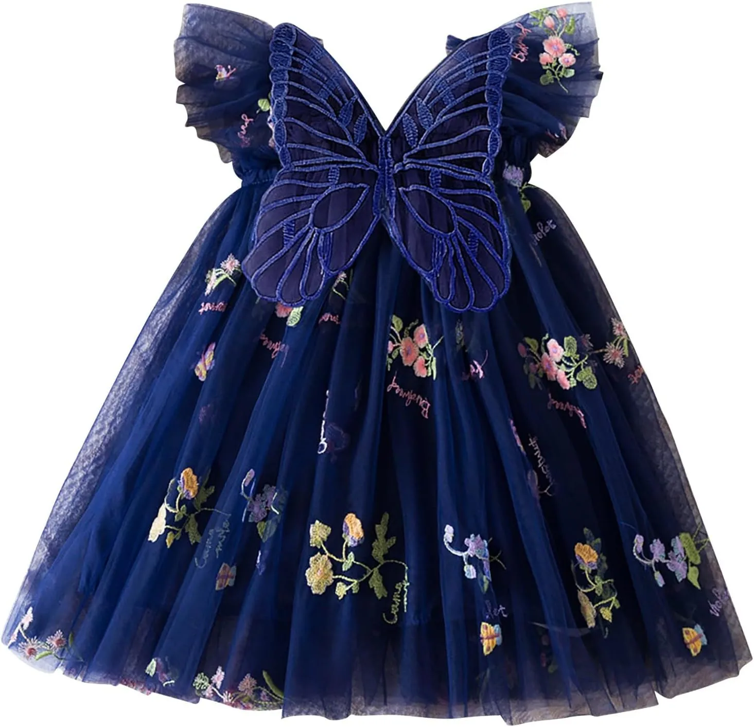 Infant Baby Ruffle Dress Toddler Girls Tulle Tutu Mesh Skirt Kids Girls Cute Butterfly Toddler Girl Dresses 6