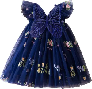Infant Baby Ruffle Dress Toddler Girls Tulle Tutu Mesh Skirt Kids Girls Cute Butterfly Toddler Girl Dresses 6