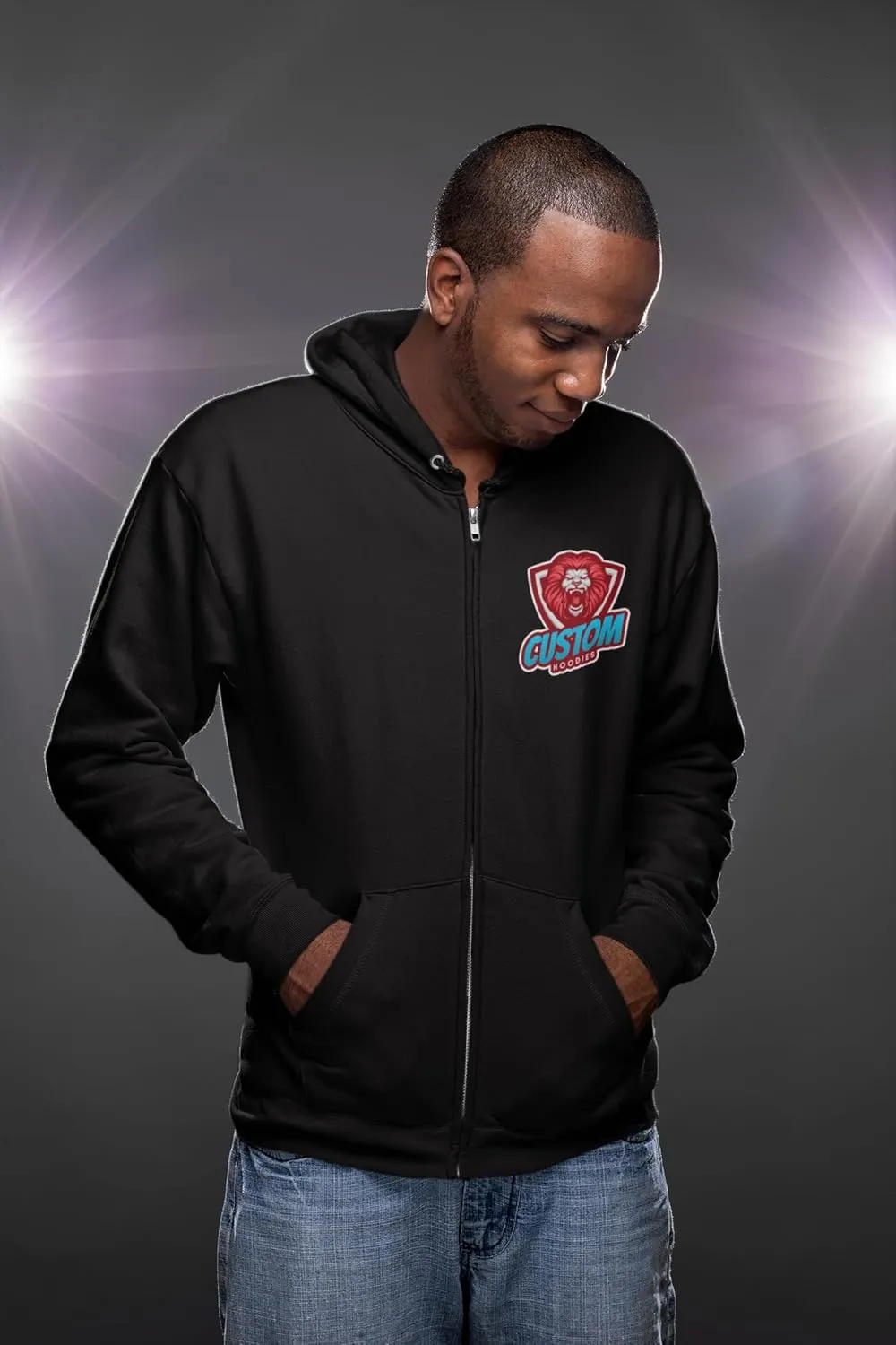 INK STITCH Unisex Pc78zh Custom Printing Front and Back Core Hoodie Zip Up Sweatshirts