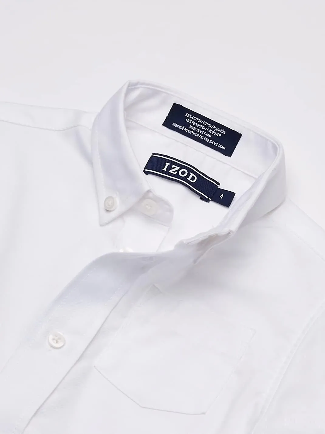 IZOD Boys' Long Sleeve Solid Button-Down Collared Oxford Shirt with Chest Pocket