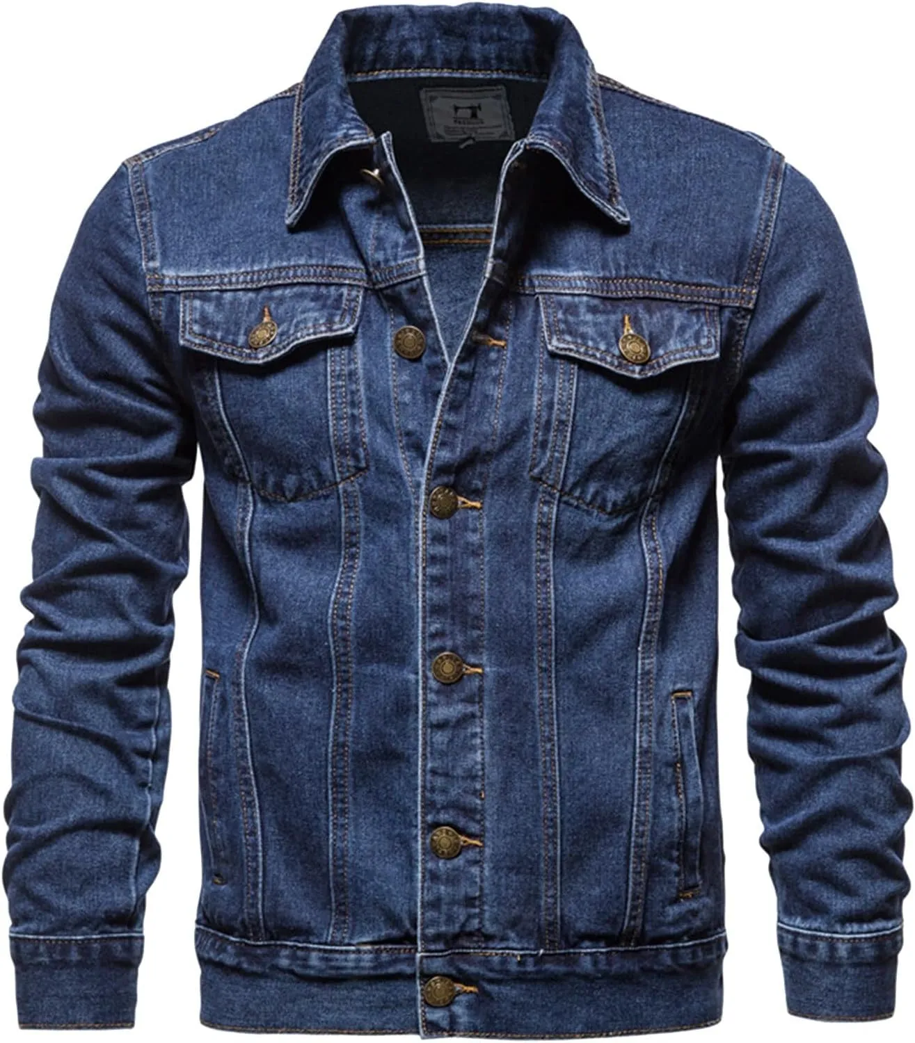 Jean Jacket For Men, Men'S Casual Workwear Long Sleeve Lapel Collar Denim Jacket Loose Multi Pocket Coat