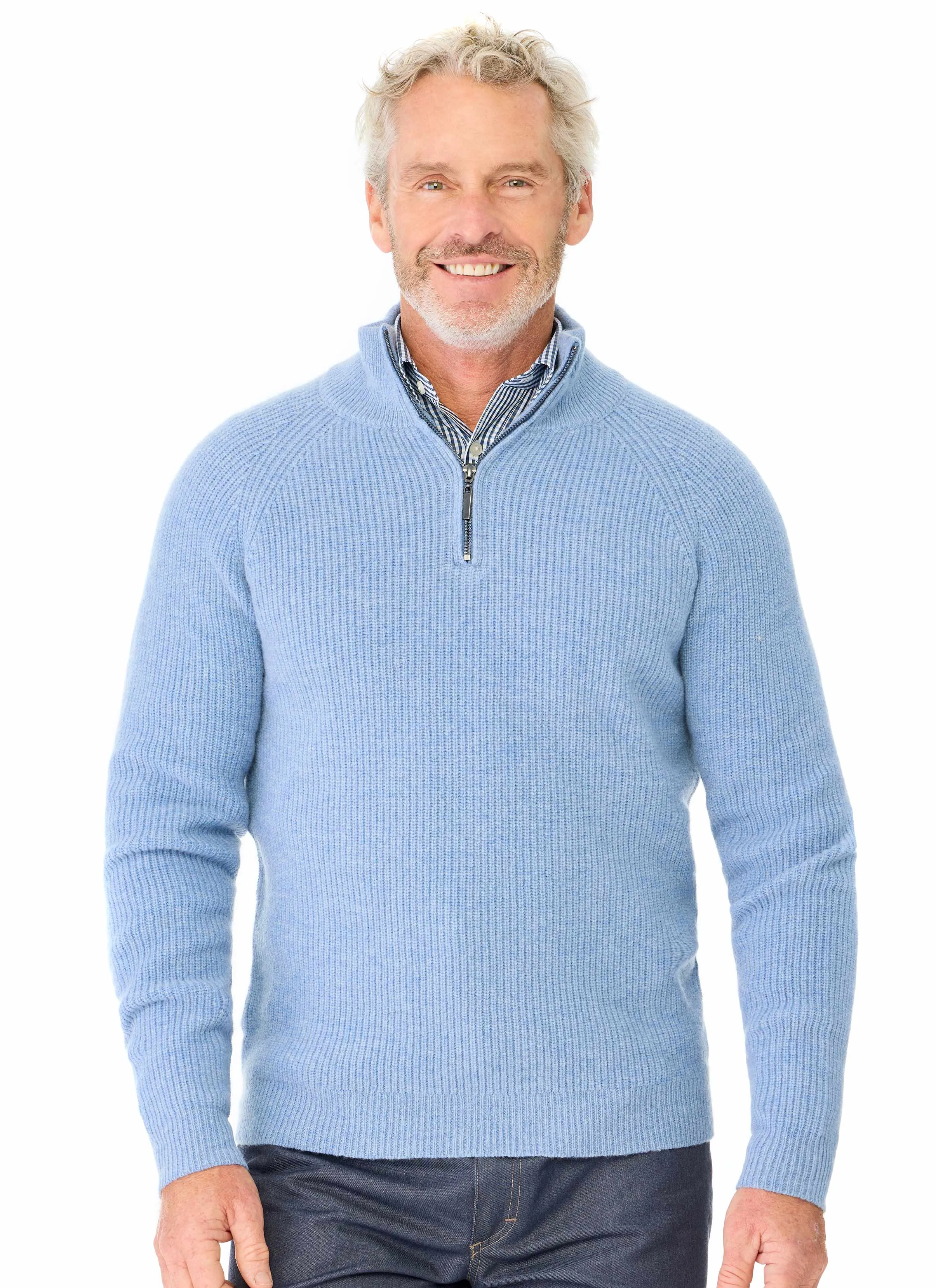 JETSONVILLE 1/4 ZIP POLO - SOFT BLUE