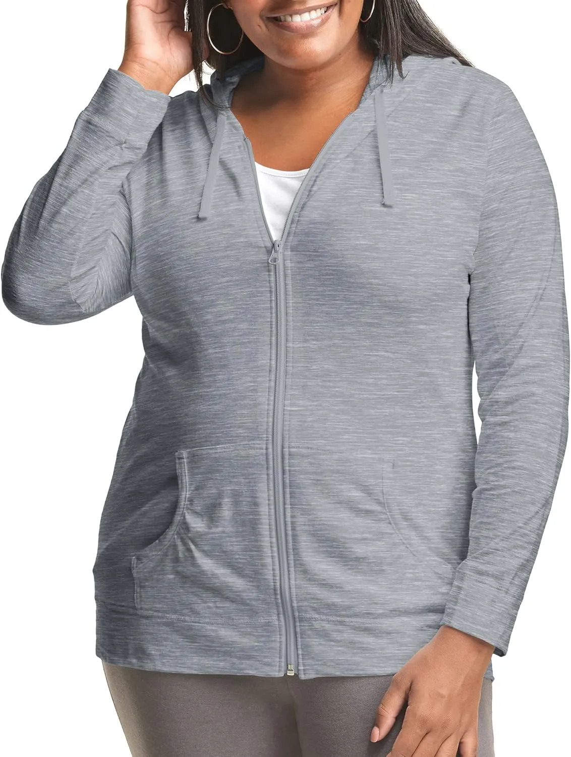 Just My Size Women's Full Zip Slub Hoodie Plus Size