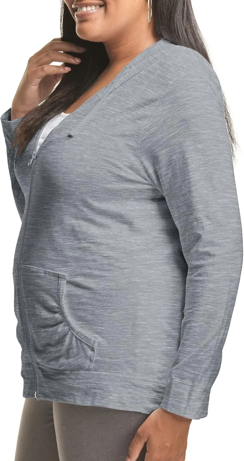Just My Size Women's Full Zip Slub Hoodie Plus Size