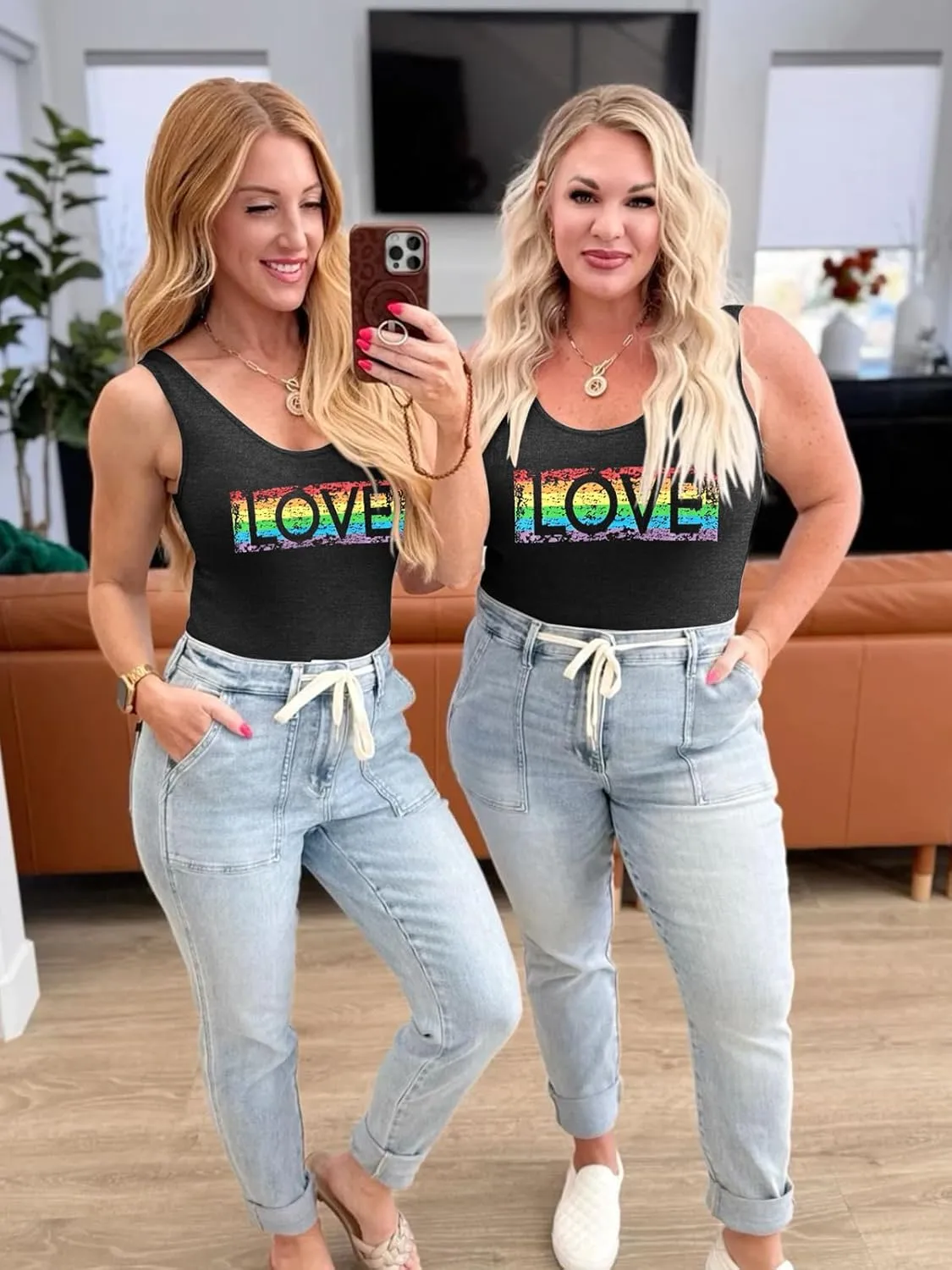 KIMSOONG Pride Shirt Women Rainbow Graphic Tee Funny Love Letter Print T Shirt LGBT Equality Tank Tops Casual Sleeveless Tops