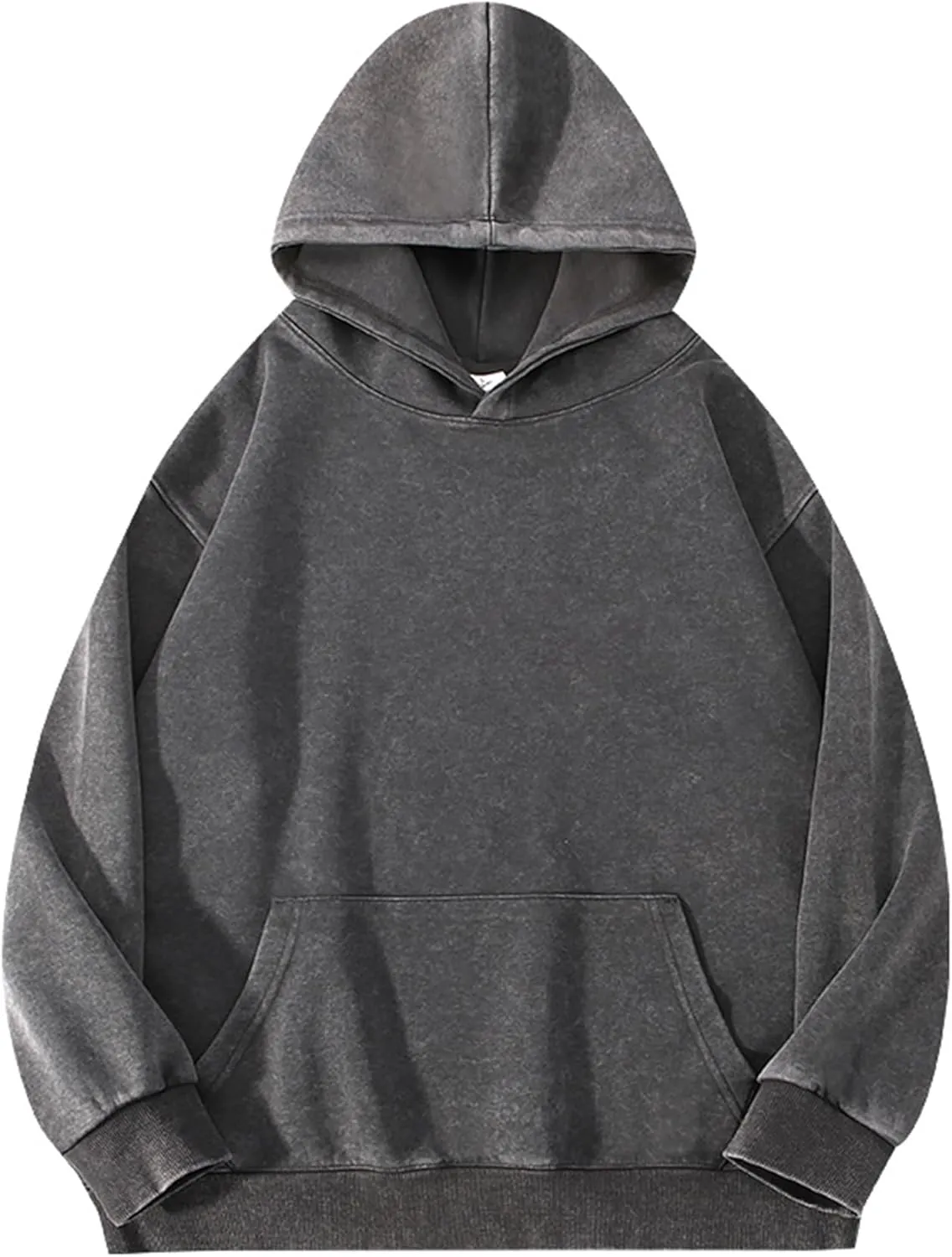 Kissonic Womens Acid Wash Hoodie Vintage Pullover Fashion Heavyweight Hooded Basic Couples Streetwear Sweatshirts