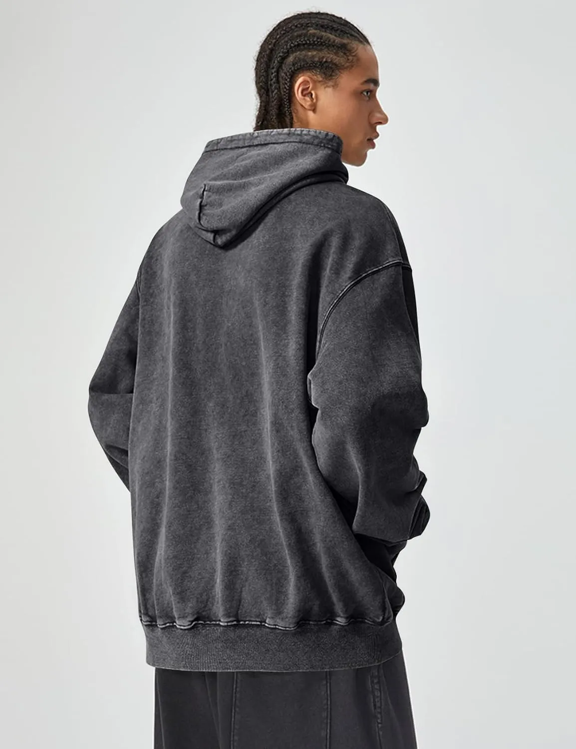 Kissonic Womens Acid Wash Hoodie Vintage Pullover Fashion Heavyweight Hooded Basic Couples Streetwear Sweatshirts